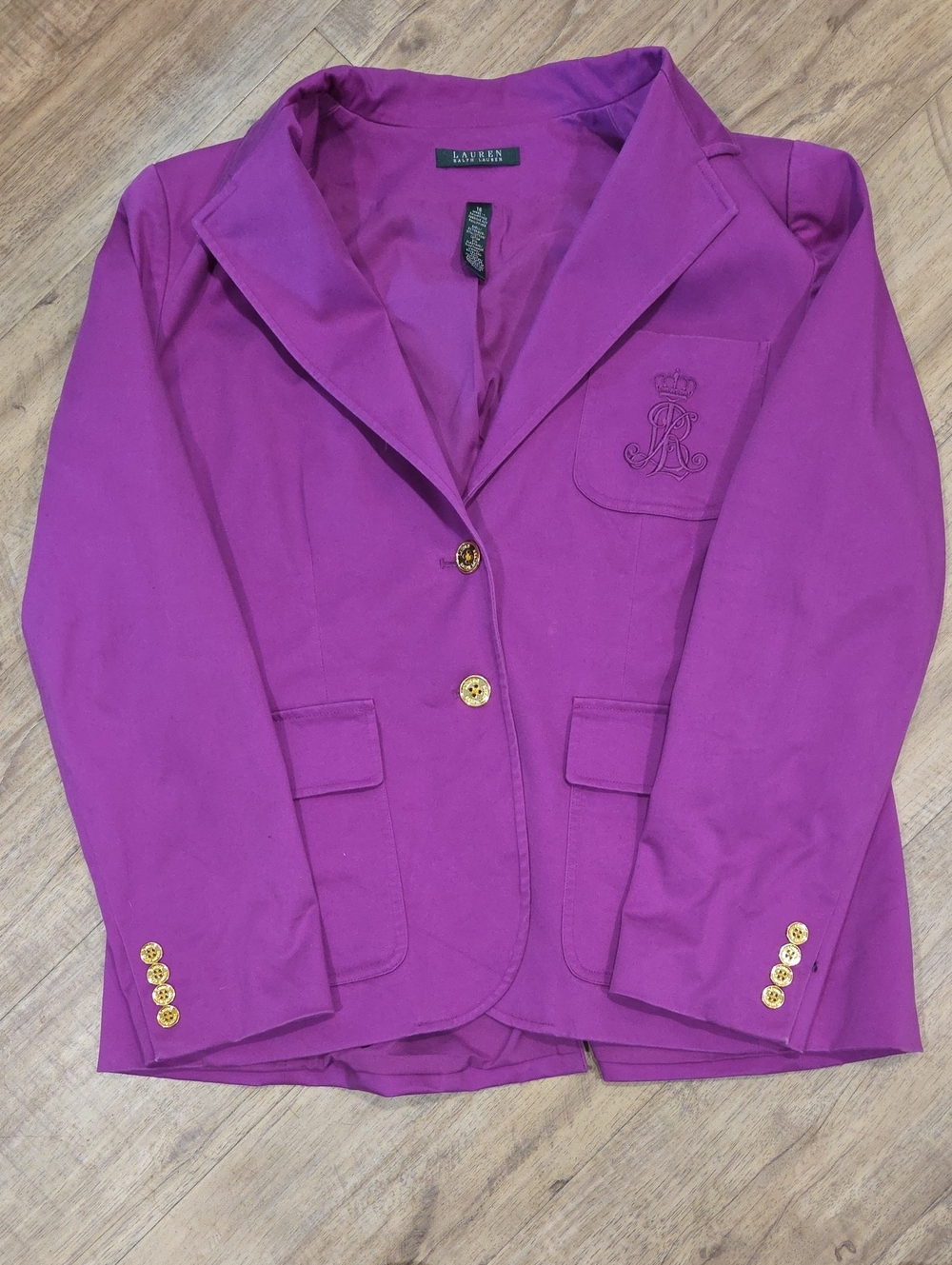 Lauren Ralph Lauren Magenta Tailored Blazer with Embroidered Crest